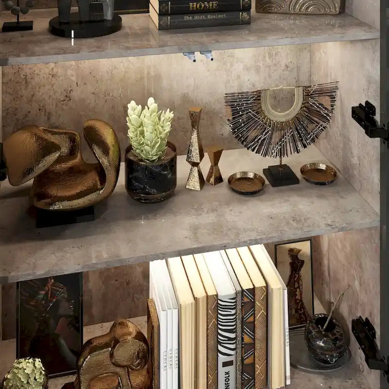 Glass-Door Display Storage Cabinet with LED Lighting 6