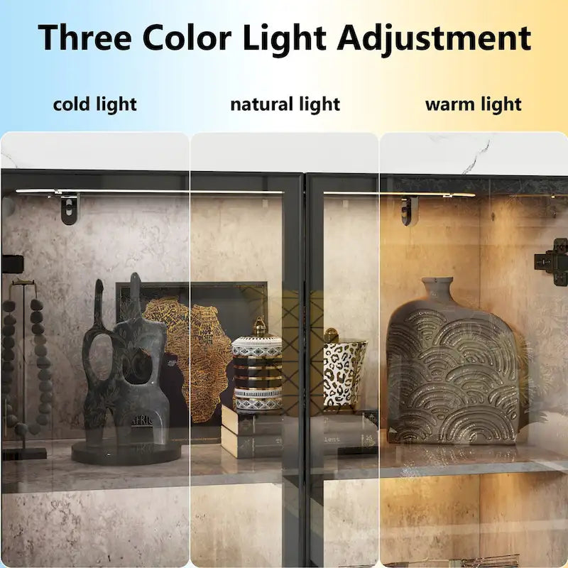 Glass-Door Display Storage Cabinet with LED Lighting 9