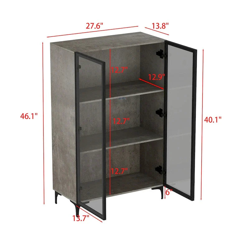 Glass-Door Display Storage Cabinet with LED Lighting 17