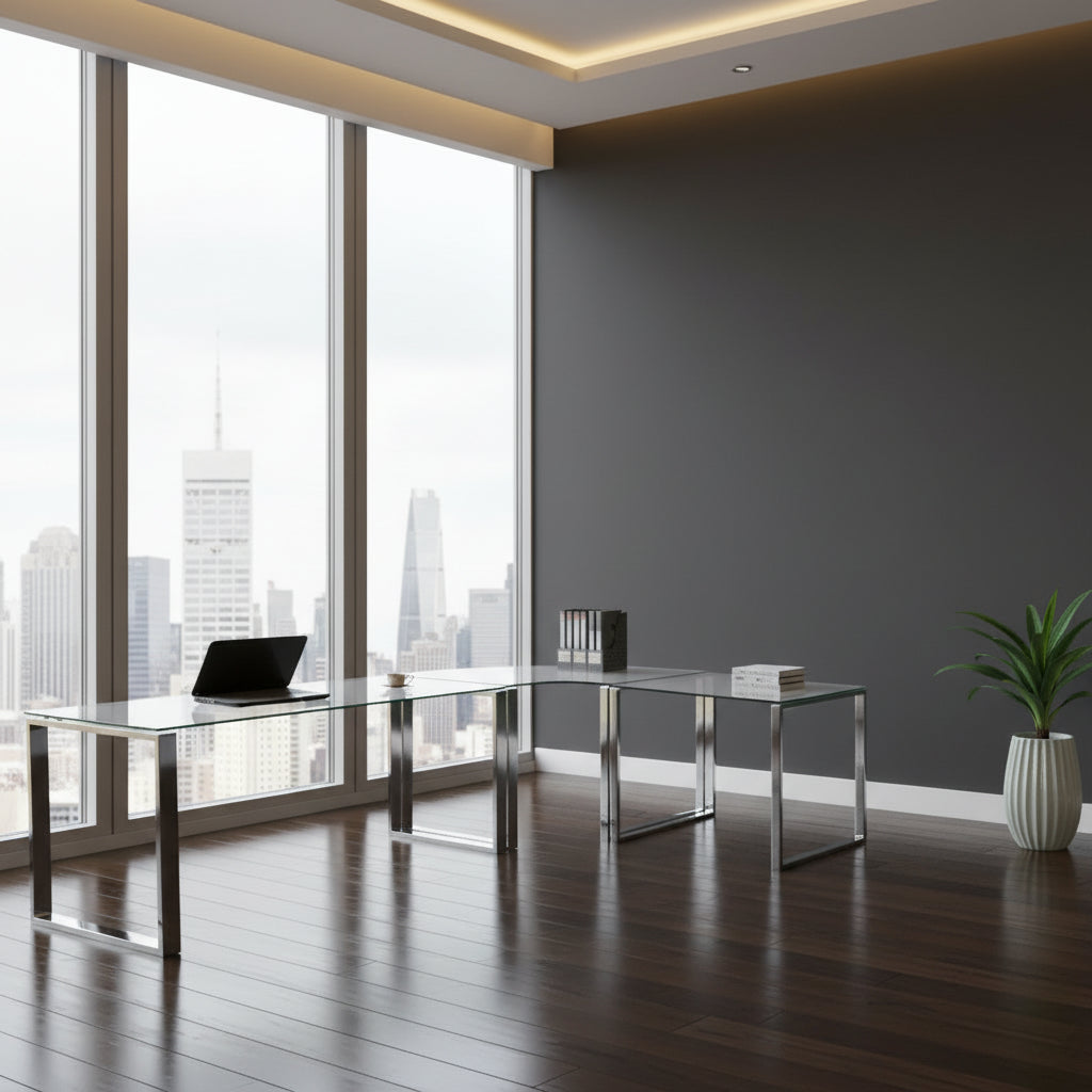 Somette Modern L-Shaped Computer Desk Set (3-Piece) 1
