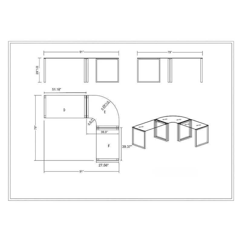 Somette Modern L-Shaped Computer Desk Set (3-Piece) 9