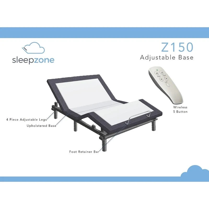 Sleep Zone Huntington 10-Inch Memory Foam Mattress with Z150 Adjustable Base Bundle 14