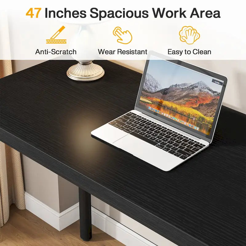 Contemporary Minimalist Computer Desk with 5 Drawer Storage for Study and Writing 10