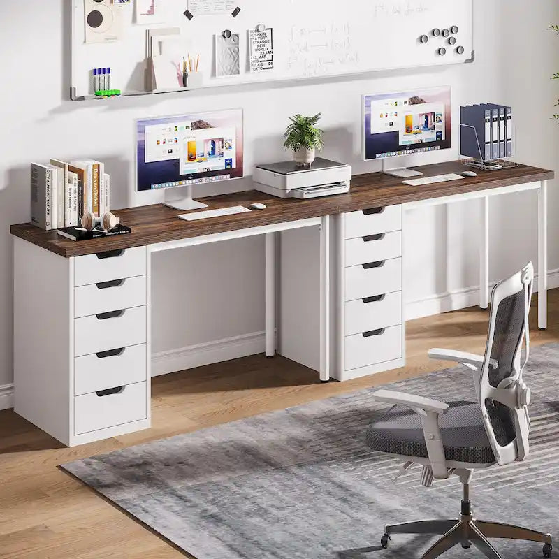 Contemporary Minimalist Computer Desk with 5 Drawer Storage for Study and Writing 31