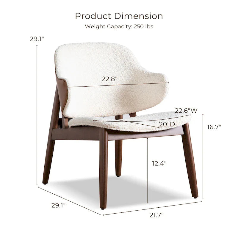 Beck Mid-Century Modern Boucle Wingback Accent Chair in Walnut by Furniture of America 2