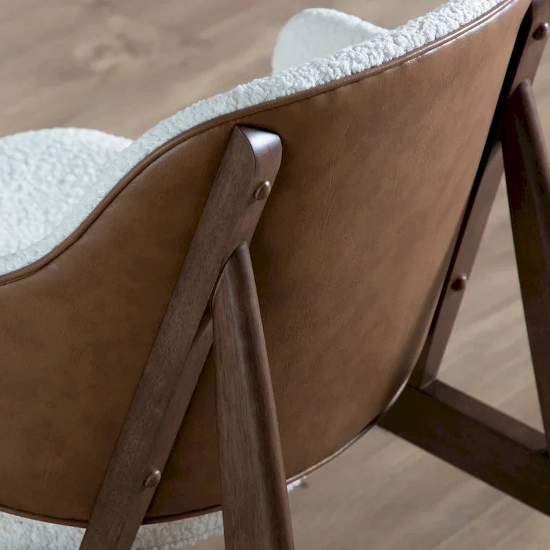 Beck Mid-Century Modern Boucle Wingback Accent Chair in Walnut by Furniture of America 11