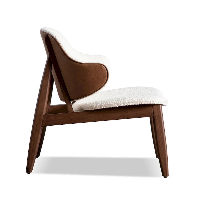 Beck Mid-Century Modern Boucle Wingback Accent Chair in Walnut by Furniture of America 17