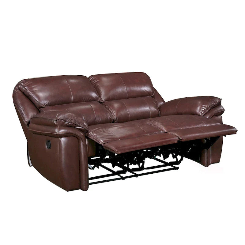 Jack 66-Inch Manual Recliner Loveseat in Plush Brown Top Grain Leather with Wood Accents 4
