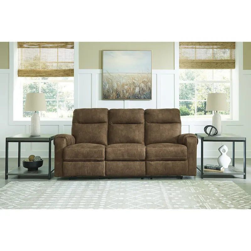 Signature Design by Ashley Edenwold Brown Reclining Sofa - Dimensions: 86" W x 40" D x 40" H 1