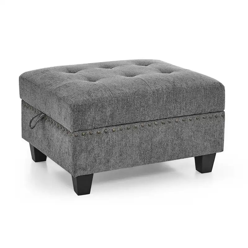 Grey Chenille L-Shaped Modular Sectional Sofa Set with Three Individual Chairs and Three Corner Pieces - Dimensions: 116W x 89.5D x 36.5H 4