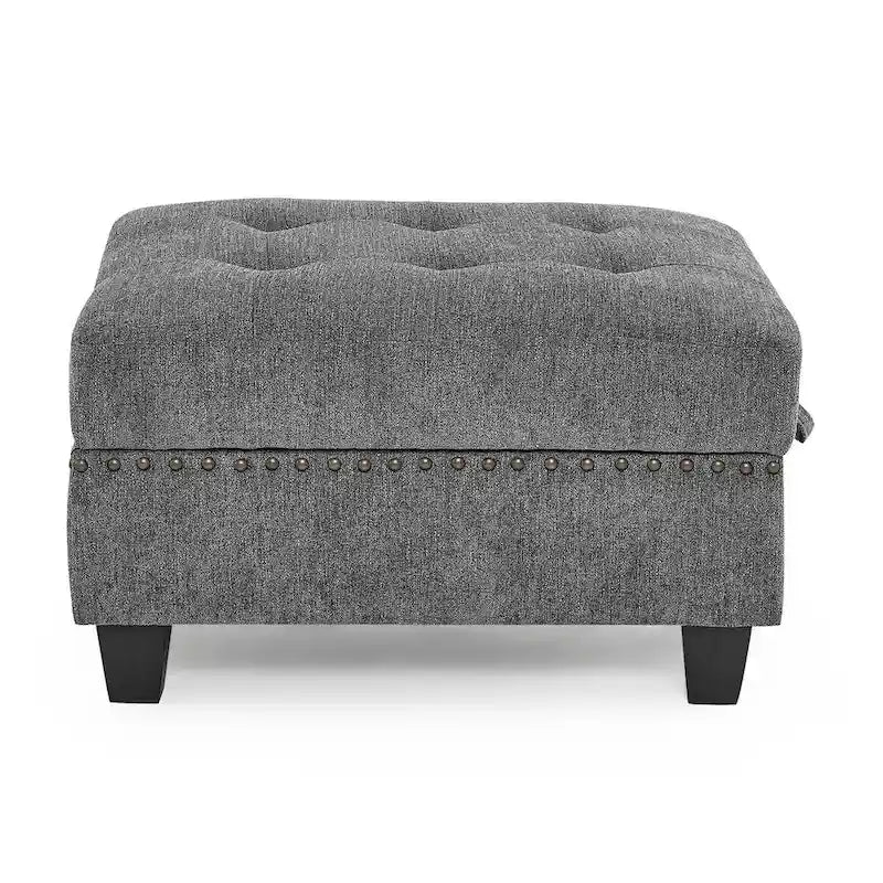 Grey Chenille L-Shaped Modular Sectional Sofa Set with Three Individual Chairs and Three Corner Pieces - Dimensions: 116W x 89.5D x 36.5H 5