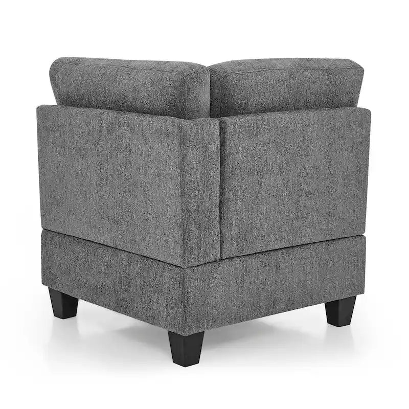 Grey Chenille L-Shaped Modular Sectional Sofa Set with Three Individual Chairs and Three Corner Pieces - Dimensions: 116W x 89.5D x 36.5H 7
