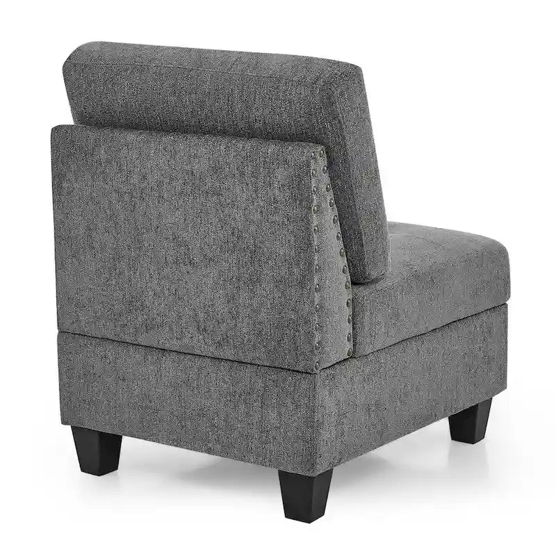 Grey Chenille L-Shaped Modular Sectional Sofa Set with Three Individual Chairs and Three Corner Pieces - Dimensions: 116W x 89.5D x 36.5H 11