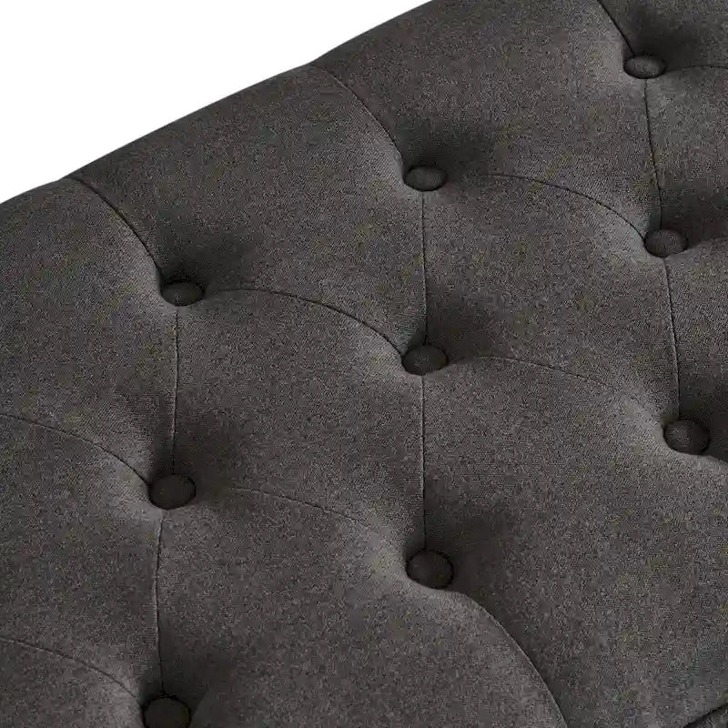 Tufted Storage Ottoman Bench with Upholstered Seat and Wooden Legs 5
