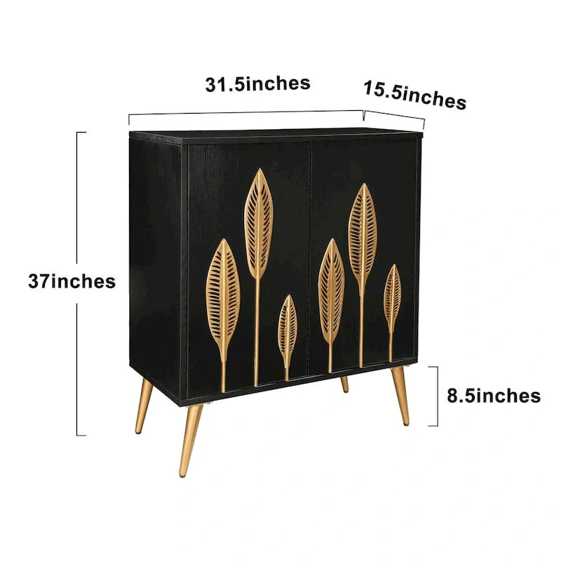 Evari Mid-Century Modern 2-Door Accent Cabinet in Antique Gold - Stylish Sideboard Storage for Living and Dining Rooms 4