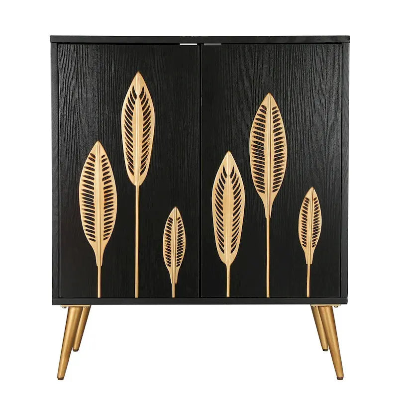 Evari Mid-Century Modern 2-Door Accent Cabinet in Antique Gold - Stylish Sideboard Storage for Living and Dining Rooms 6