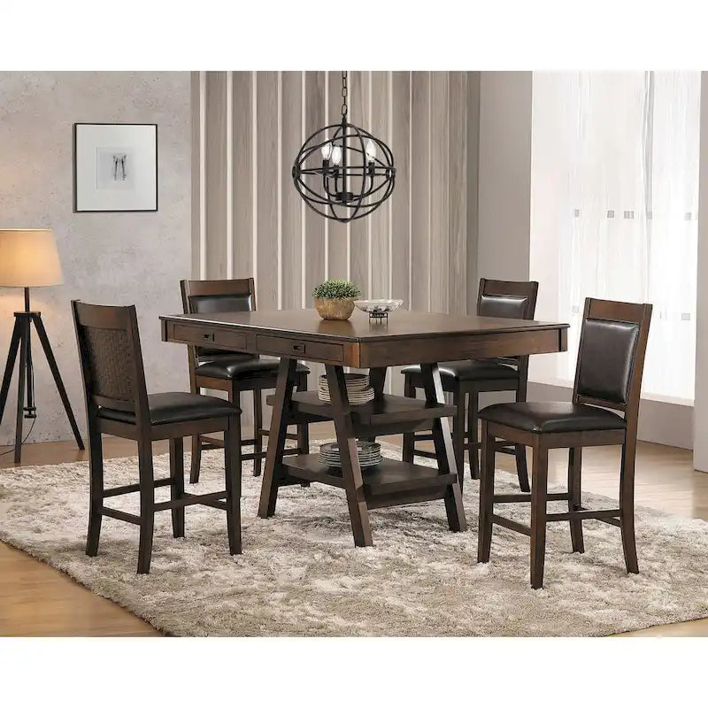 9-Piece Counter Height Dining Set in Ferrara Walnut and Brown 1