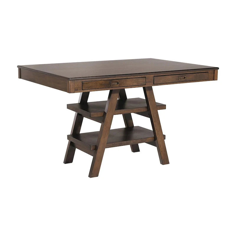 9-Piece Counter Height Dining Set in Ferrara Walnut and Brown 2