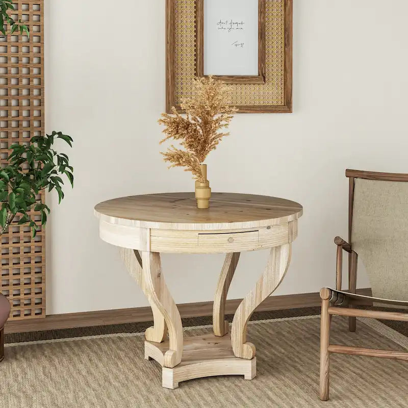 Small Round Dining Table with Curved Legs in Farmhouse Style 3