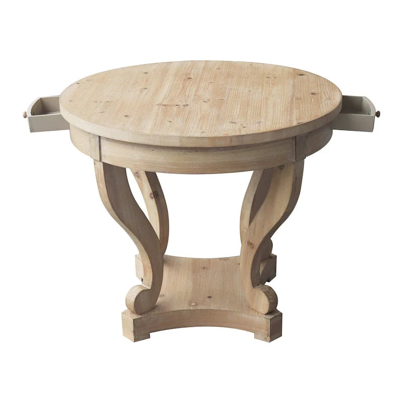 Small Round Dining Table with Curved Legs in Farmhouse Style 7