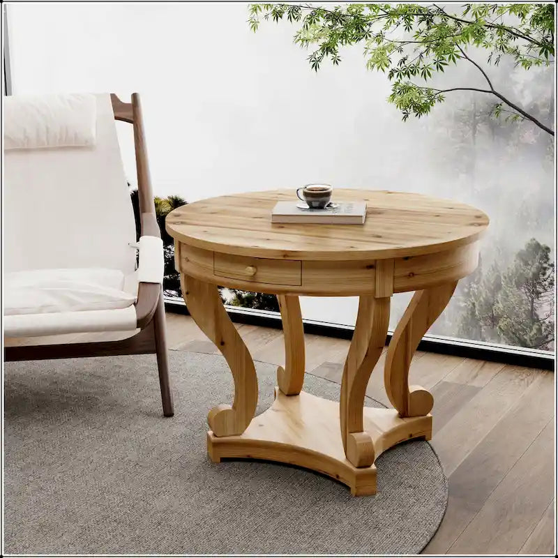 Small Round Dining Table with Curved Legs in Farmhouse Style 11