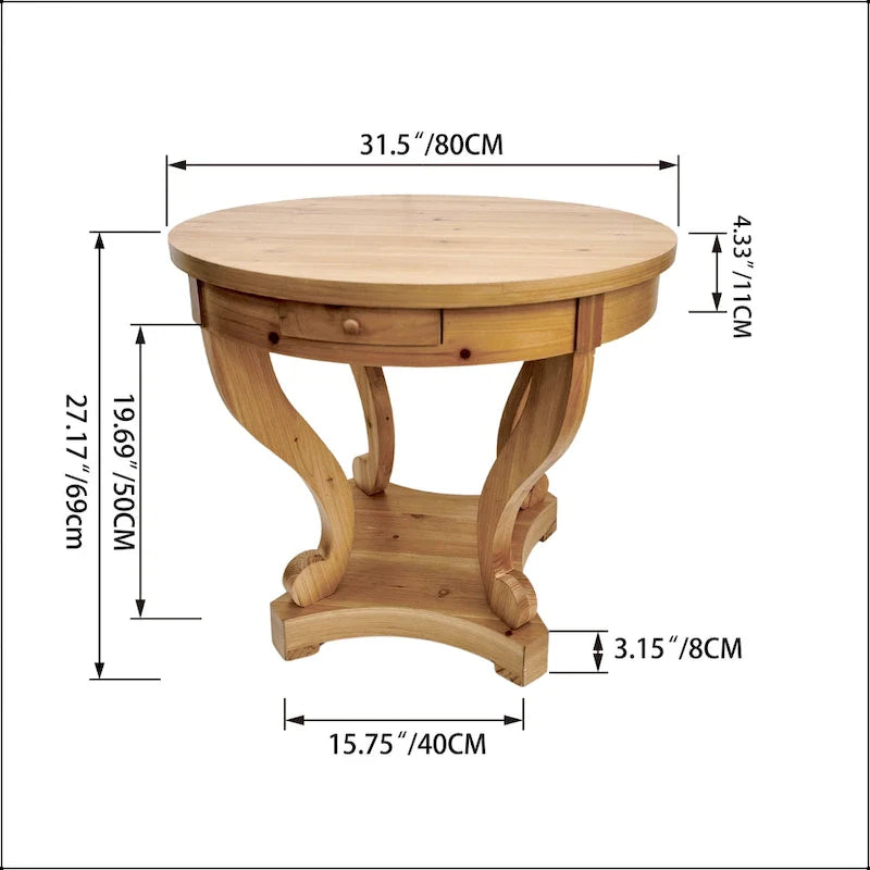 Small Round Dining Table with Curved Legs in Farmhouse Style 12