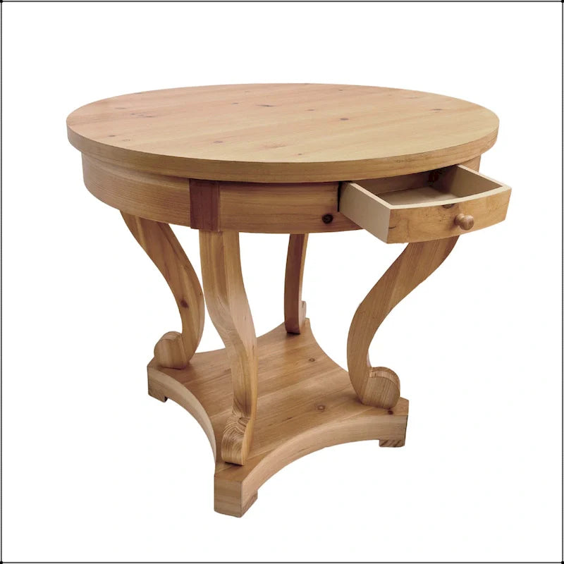 Small Round Dining Table with Curved Legs in Farmhouse Style 13