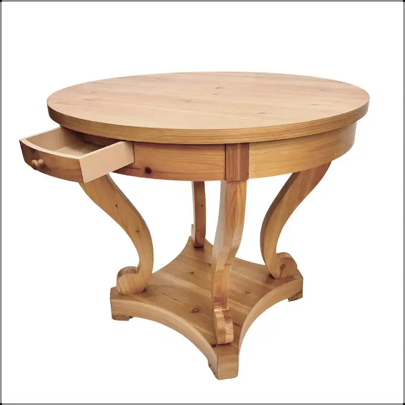 Small Round Dining Table with Curved Legs in Farmhouse Style 15