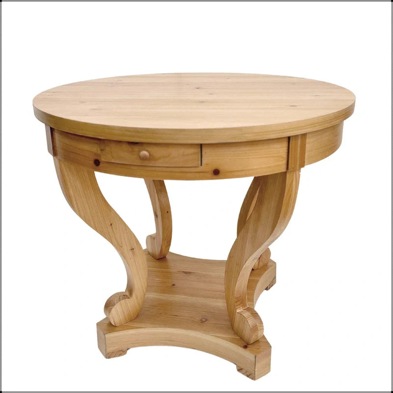 Small Round Dining Table with Curved Legs in Farmhouse Style 18