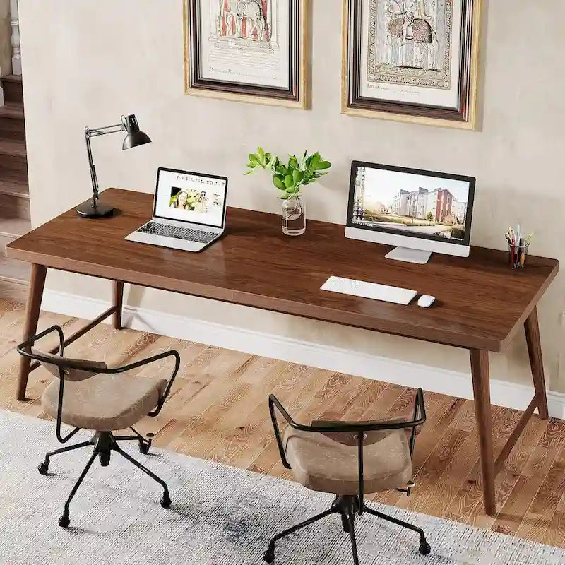 78.7-Inch Extra Long Wooden Desk - Spacious 2-Person Computer and Writing Desk 2