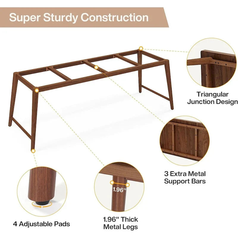 78.7-Inch Extra Long Wooden Desk - Spacious 2-Person Computer and Writing Desk 5