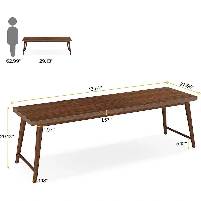78.7-Inch Extra Long Wooden Desk - Spacious 2-Person Computer and Writing Desk 6