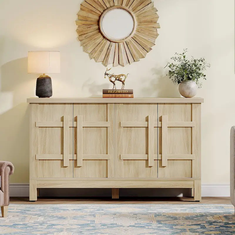 55-Inch Rustic Wood Farmhouse Buffet Cabinet with Ample Storage 10