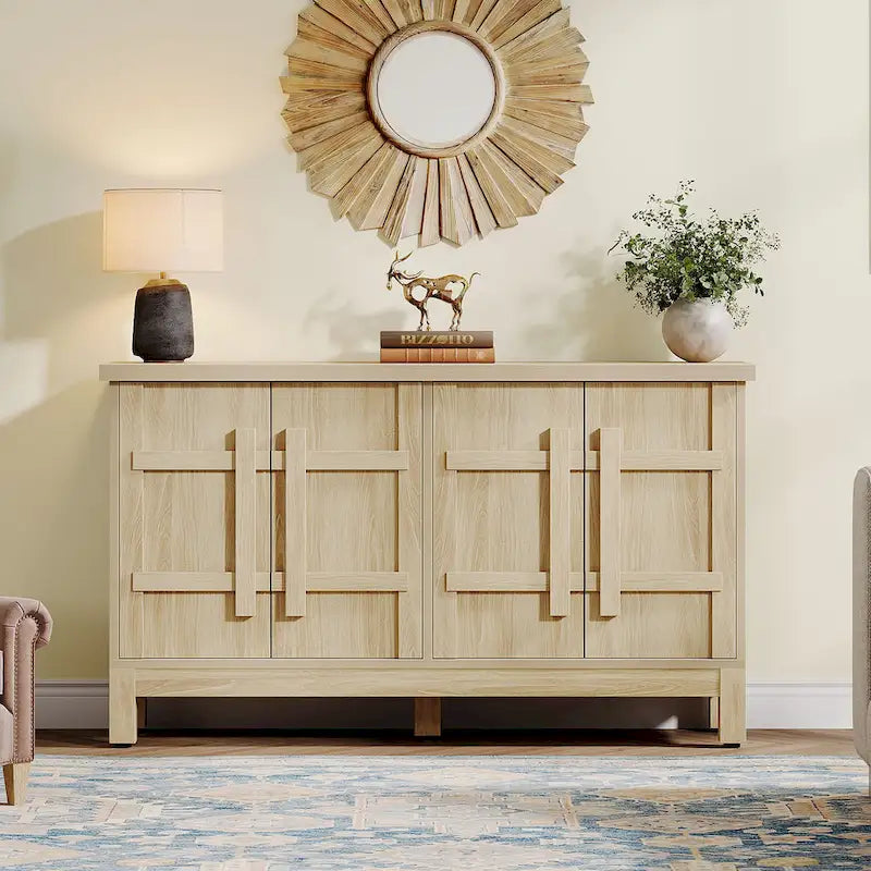 55-Inch Rustic Wood Farmhouse Buffet Cabinet with Ample Storage 1