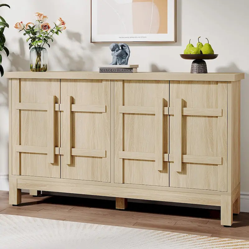 55-Inch Rustic Wood Farmhouse Buffet Cabinet with Ample Storage 2