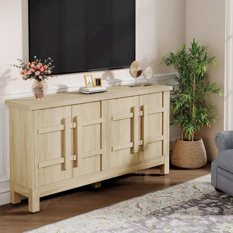 55-Inch Rustic Wood Farmhouse Buffet Cabinet with Ample Storage 3
