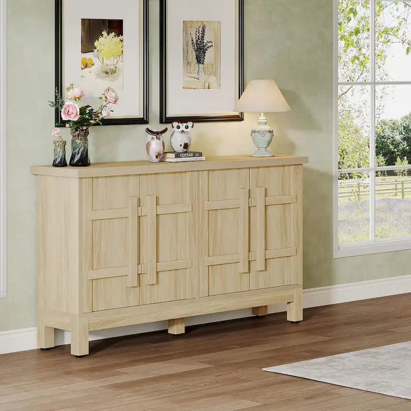 55-Inch Rustic Wood Farmhouse Buffet Cabinet with Ample Storage 4