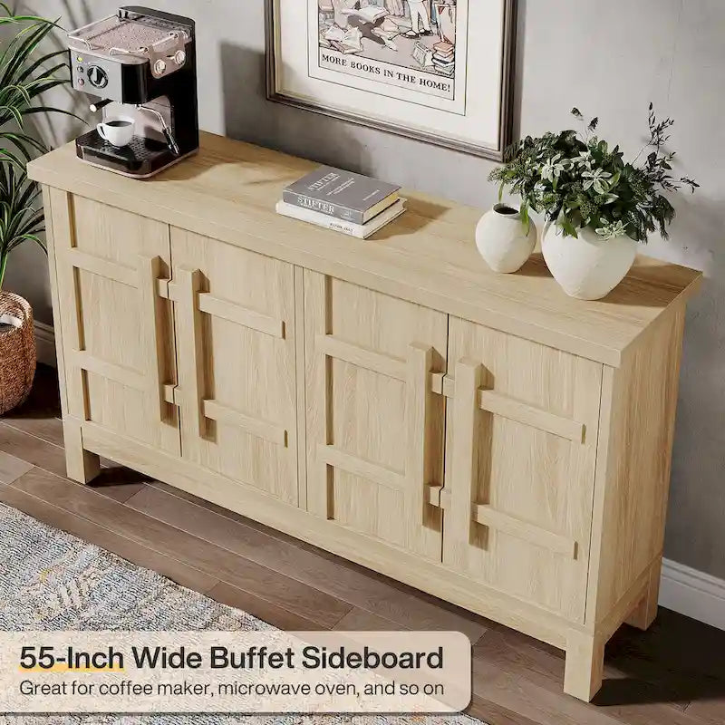 55-Inch Rustic Wood Farmhouse Buffet Cabinet with Ample Storage 5