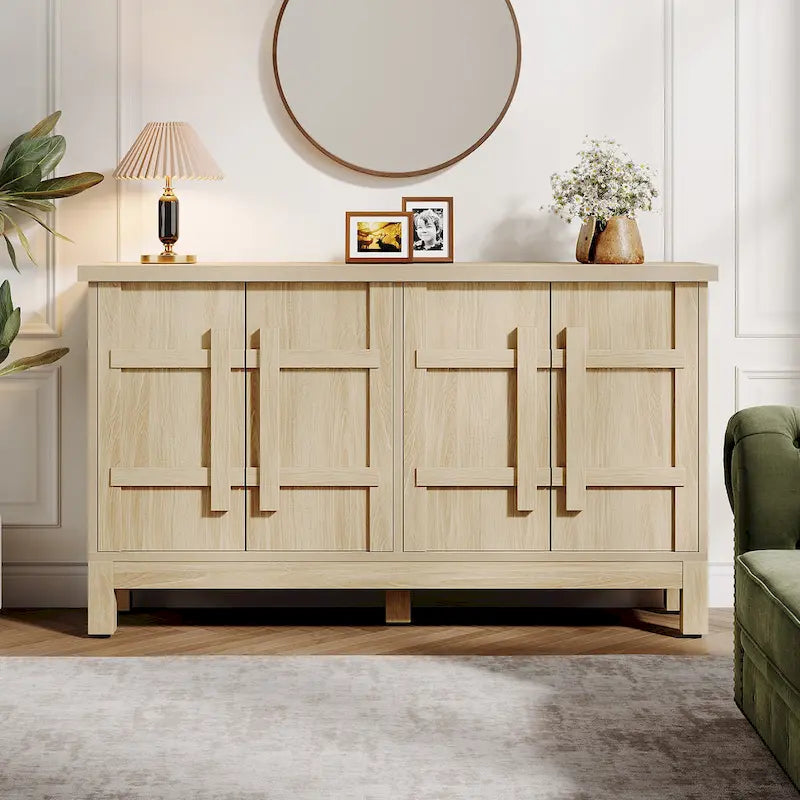 55-Inch Rustic Wood Farmhouse Buffet Cabinet with Ample Storage 7