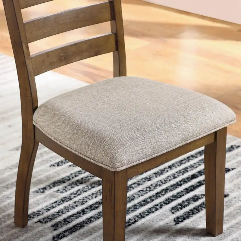 Set of 2 Walnut and Light Gray Ladder Back Side Chairs 9