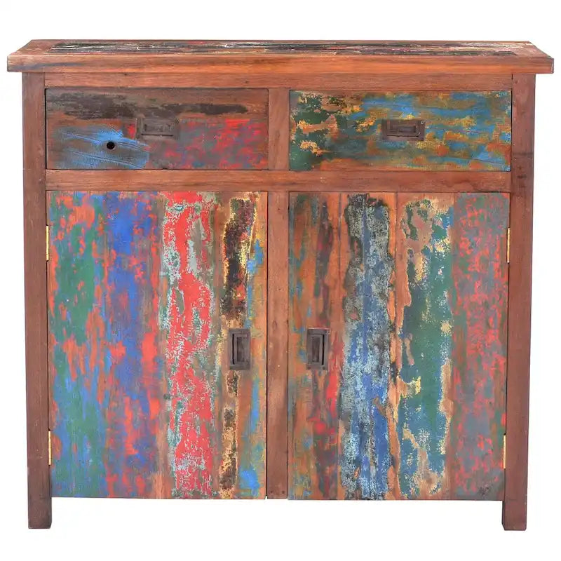 Marina Del Rey Eco-Friendly Teak Wood Linen Cabinet with 2 Doors and 2 Drawers 2