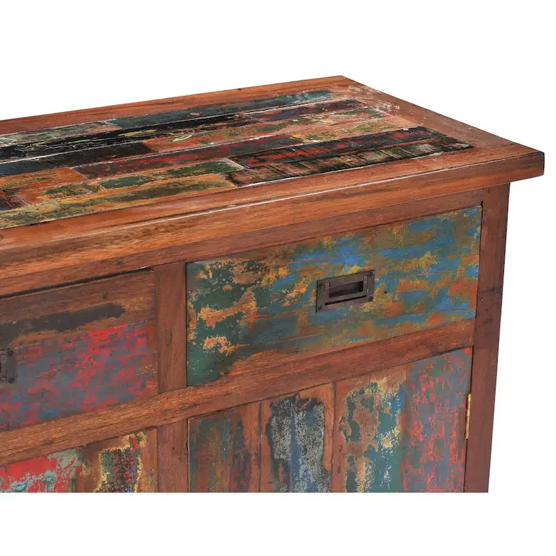 Marina Del Rey Eco-Friendly Teak Wood Linen Cabinet with 2 Doors and 2 Drawers 5