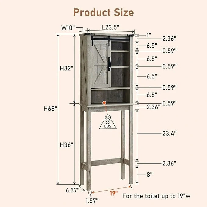 Farmhouse Style Over-The-Toilet Storage Cabinet 8
