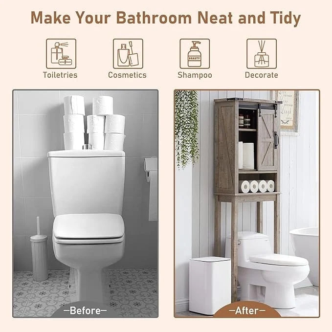 Farmhouse Style Over-The-Toilet Storage Cabinet 9