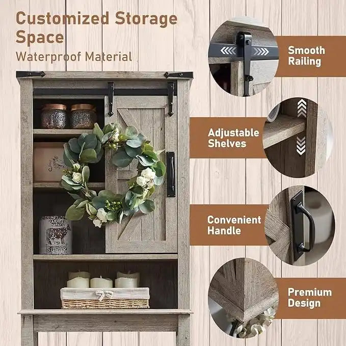 Farmhouse Style Over-The-Toilet Storage Cabinet 11