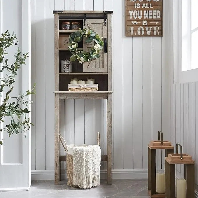 Farmhouse Style Over-The-Toilet Storage Cabinet 12