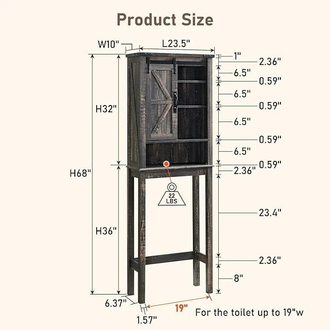 Farmhouse Style Over-The-Toilet Storage Cabinet 14