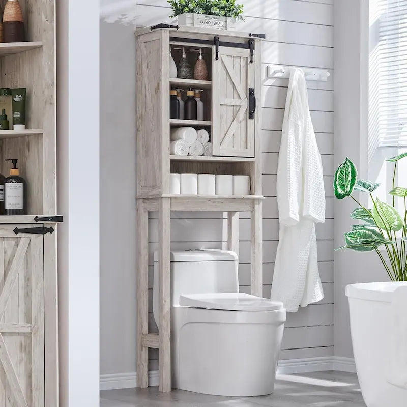 Farmhouse Style Over-The-Toilet Storage Cabinet 19