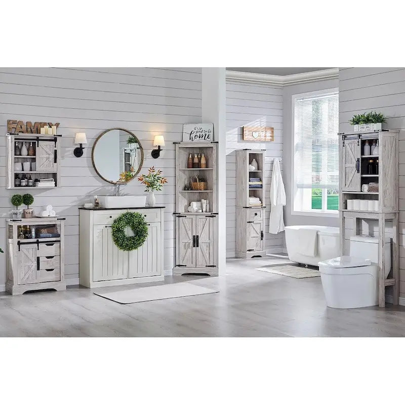 Farmhouse Style Over-The-Toilet Storage Cabinet 21