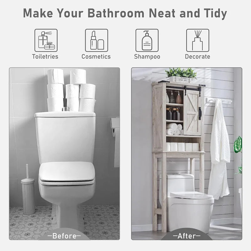 Farmhouse Style Over-The-Toilet Storage Cabinet 24